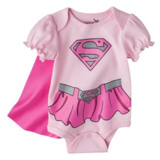 Superman Newborn Girls Supergirl Caped Bodysuit   Pink NB